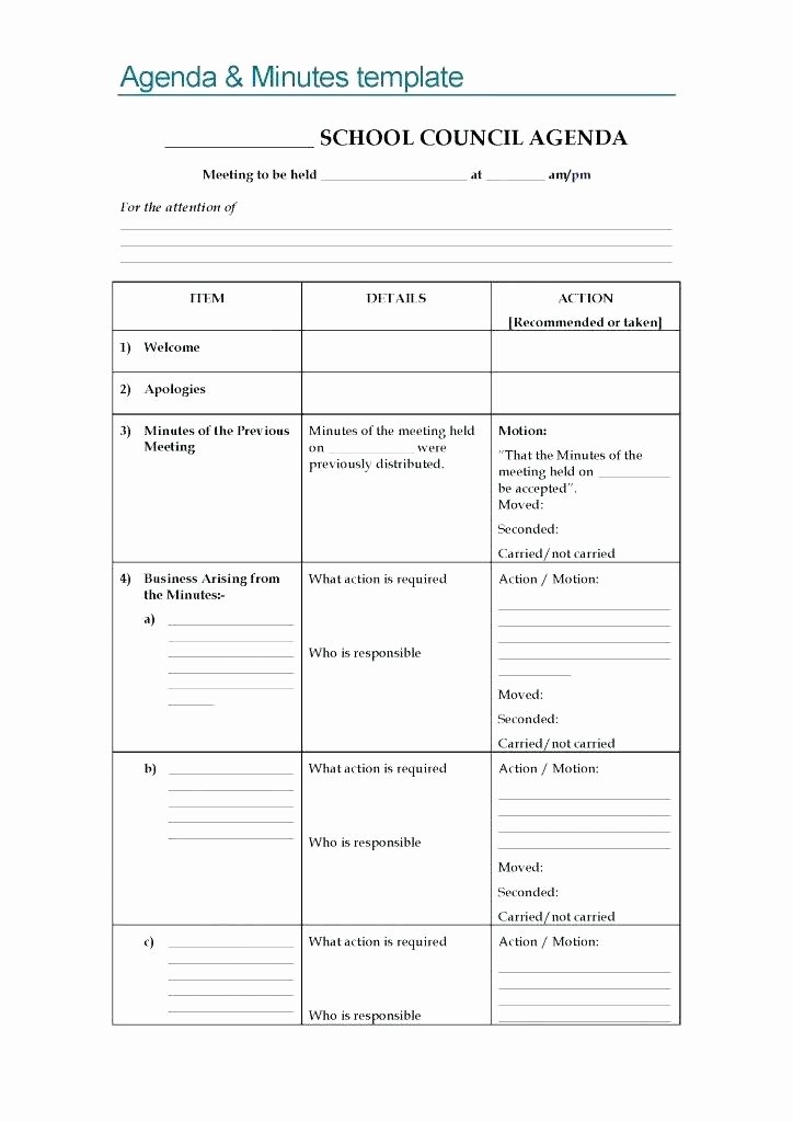 Club Meeting Minutes Template Fresh Blank School Meeting Agenda and Minutes Sample Template