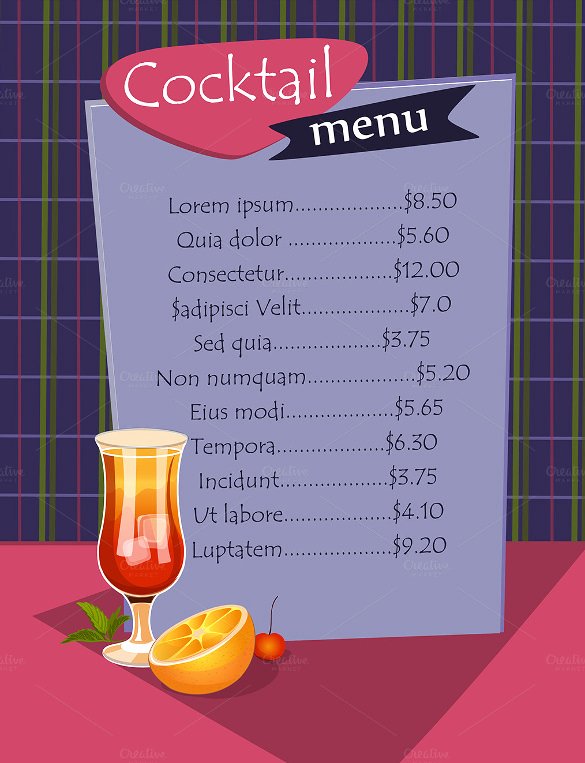Cocktail Menu Template Free New 29 Cocktail Menu Templates – Free Sample Example format