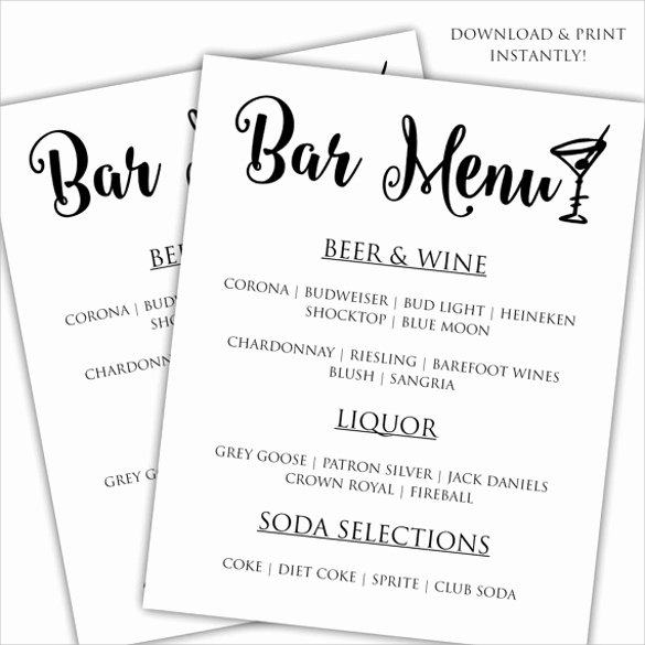 Cocktail Menu Template Free New Bar Menu Template 24 Download Documents In Psd Word