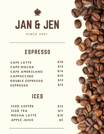 Coffee Shop Menu Template Lovely Dark Brown Cups Coffee Shop Menu Templates by Canva