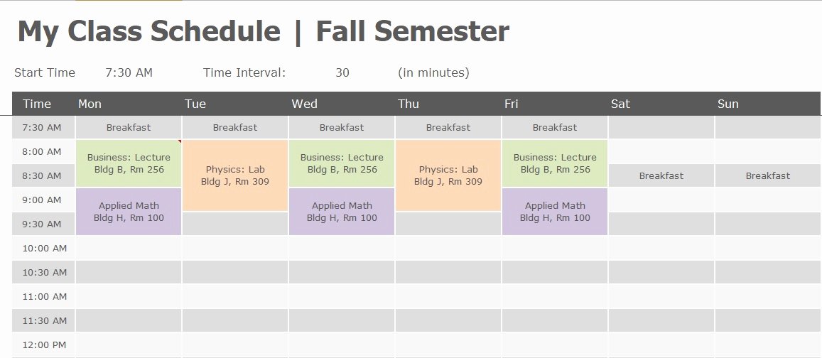 College Class Schedule Template Inspirational top 3 College Class Schedule Maker Template Word &amp; Excel