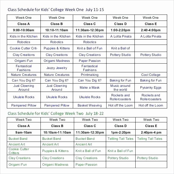 College Class Schedule Template Lovely Job Schedule Template Work Planner Excel Rotation Plan