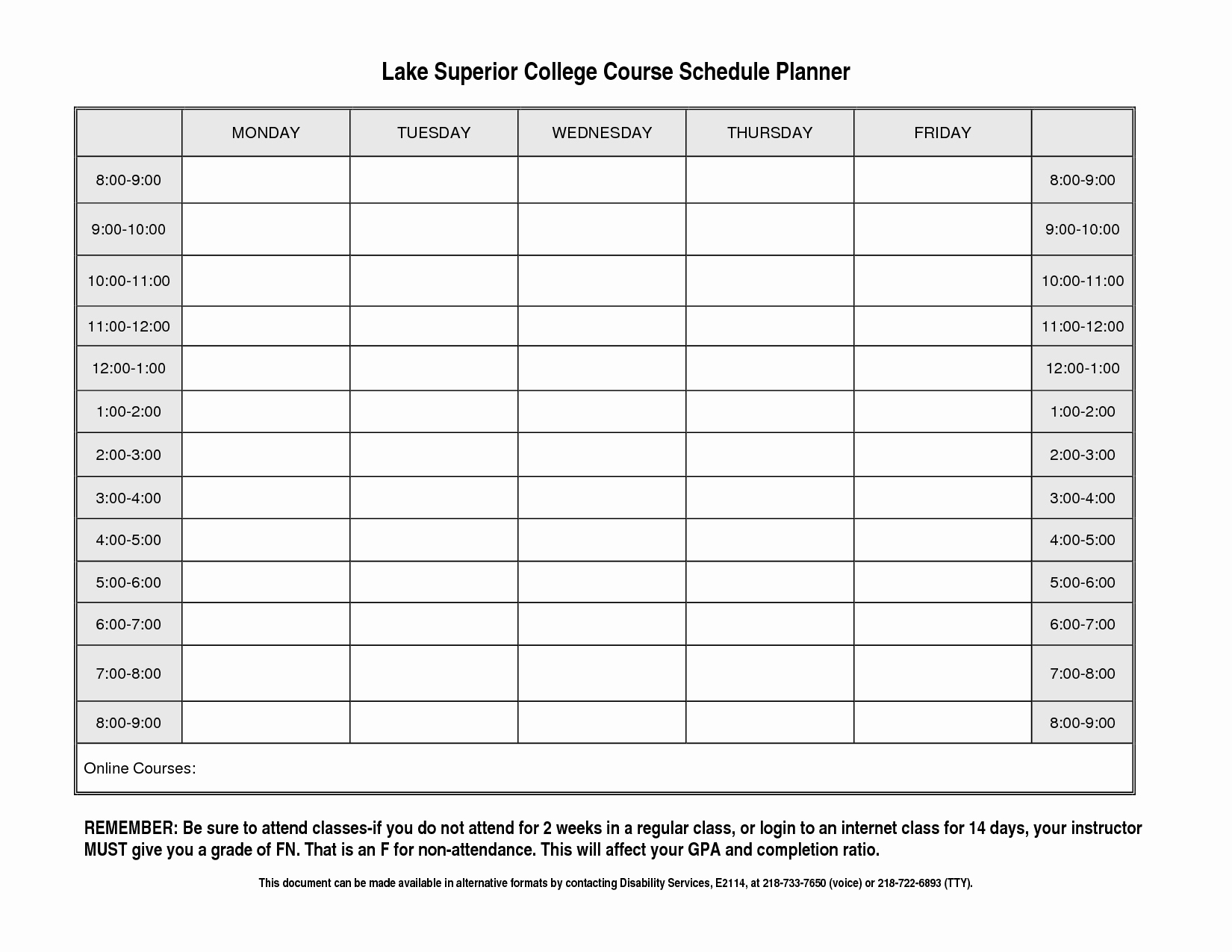 College Class Schedule Template Unique 5 Best Of College Class Schedule Printable Class