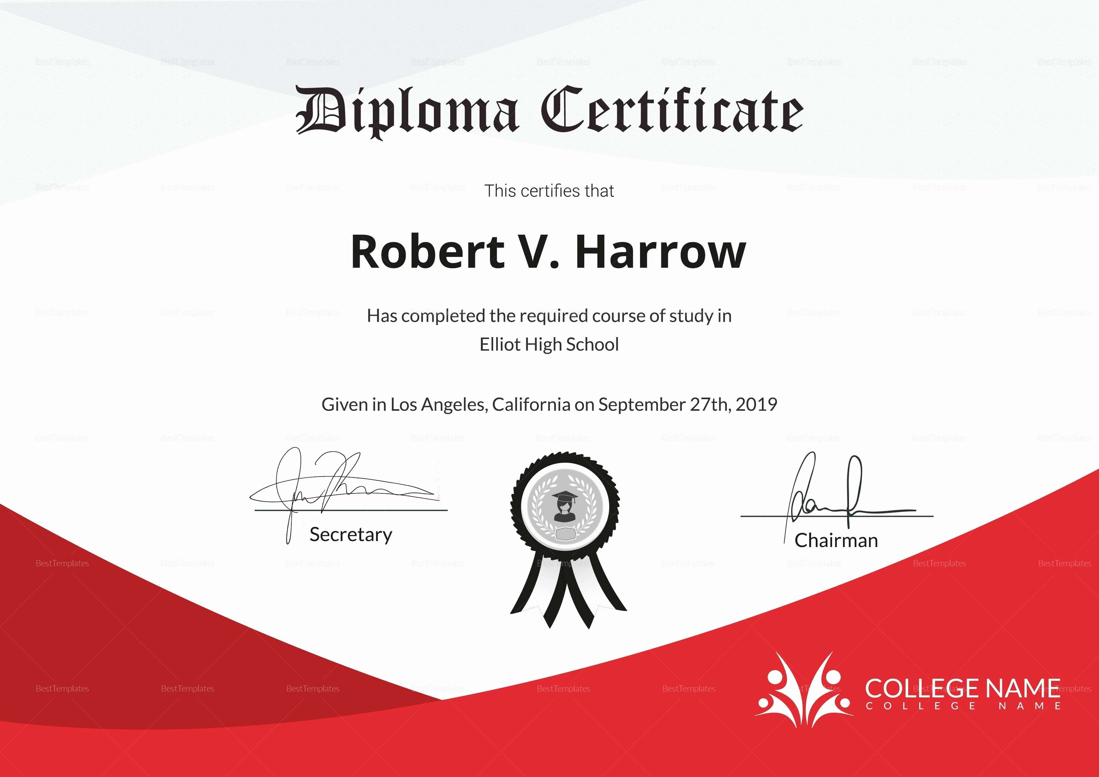 College Diploma Template Pdf Awesome Awesome Free High School Diploma Template with Seal Pdf