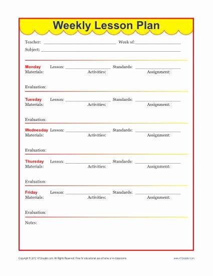 College Lesson Plan Template Inspirational Weekly Detailed Lesson Plan Template Elementary