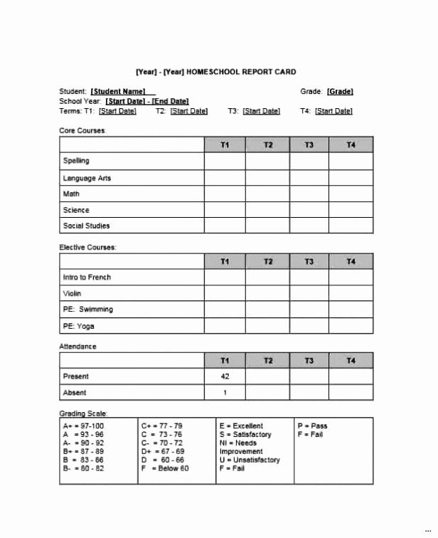 College Report Card Template New Blank Free Report Card Template
