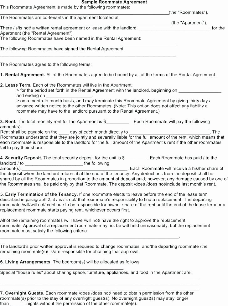 College Roommate Agreement Template Awesome House Rules for Roommates – Metodistifo