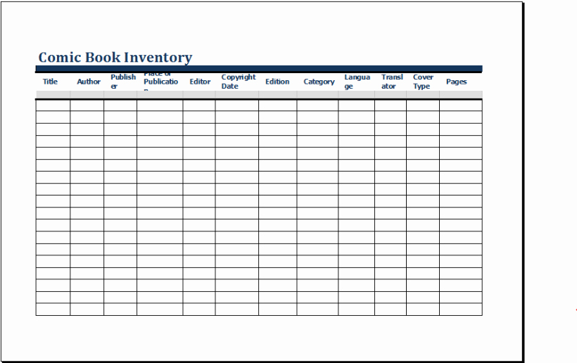 Comic Book Inventory Template Unique Ic Book Inventory Template Ms Excel
