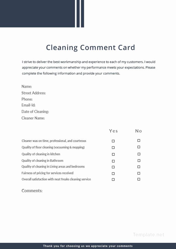 Comment Card Template Word Luxury 11 Ment Cards – Pdf Word Adobe Portable Documents