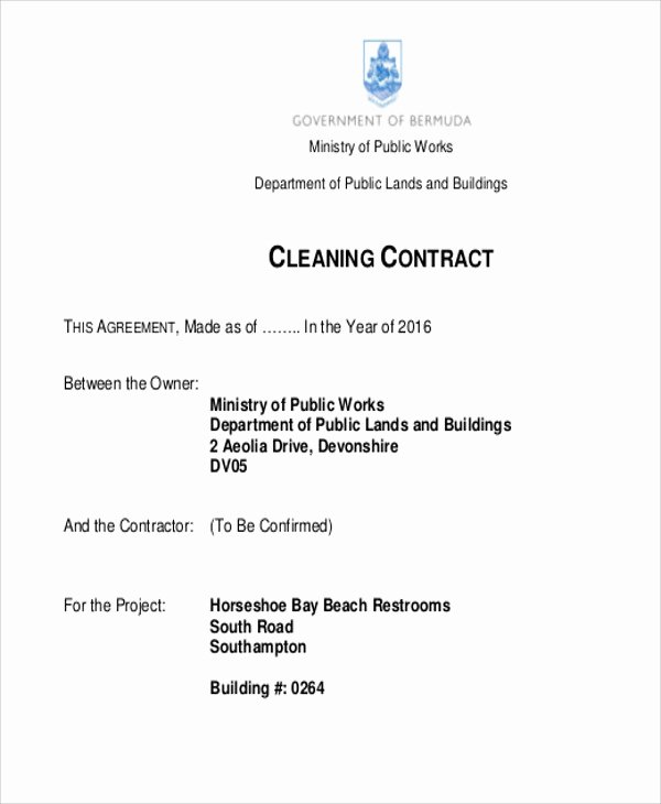 Commercial Cleaning Contract Template Unique 15 Cleaning Contract Templates Docs Word