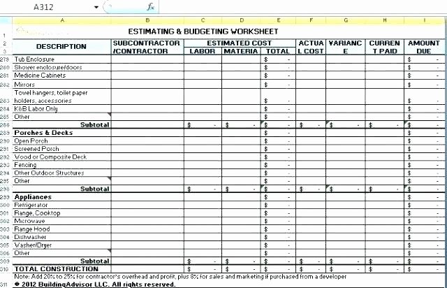 Commercial Construction Budget Template Best Of Mercial Construction Bud Spreadsheet Home