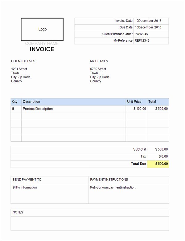 Commercial Invoice Template Excel Inspirational 18 Free Mercial Invoice Templates