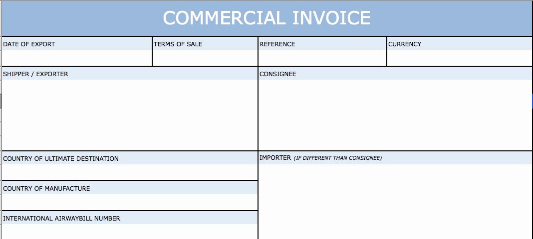 Commercial Invoice Template Excel Luxury Download Blank International Mercial Invoice Templates
