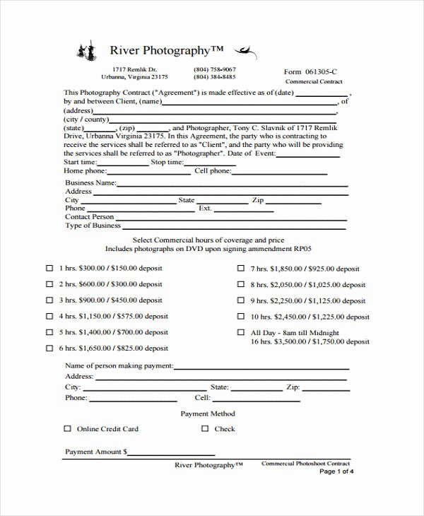 Commercial Photography Contract Template Awesome 9 Graphy Contract Templates Free Sample Example