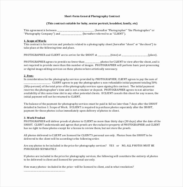 Commercial Photography Contract Template New 18 Graphy Contract Templates – Pdf Doc