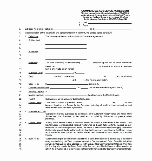 Commercial Sublease Agreement Template Fresh Mercial Sublease Agreement Template Word – Flybymedia
