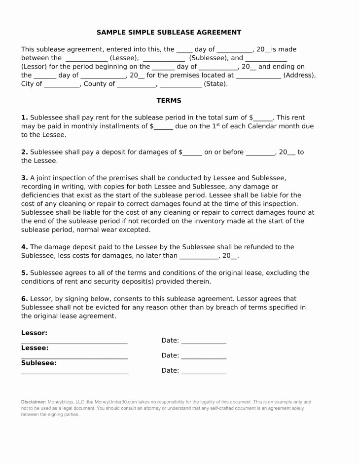 Commercial Sublease Agreement Template Lovely Mercial Sublease Agreement Financial Letter Lease