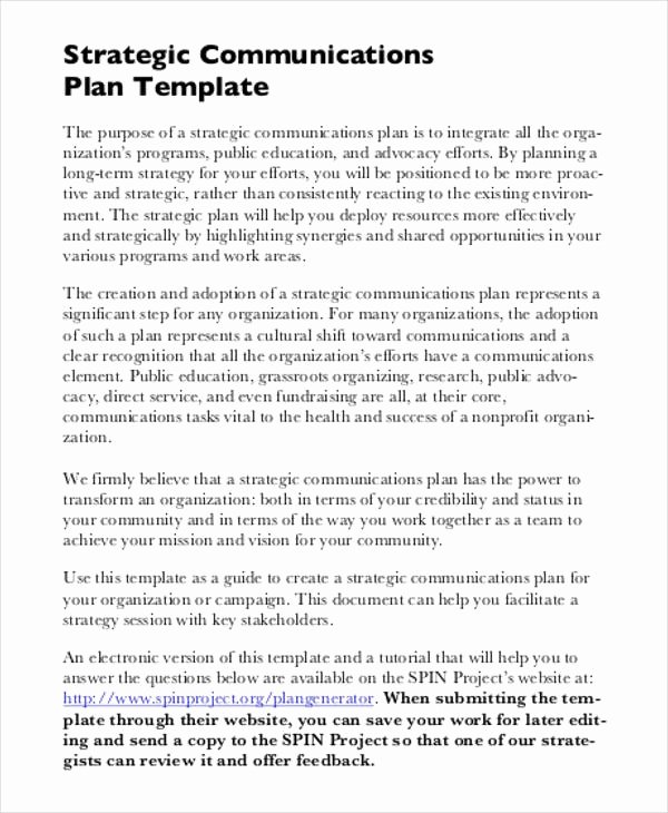Communications Plan Template Word Lovely Free Strategic Plan 45 Free Word Pdf Ppt format