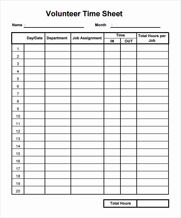 Community Service Timesheet Template Best Of Volunteer Timesheet Template 8 Free Download for Pdf
