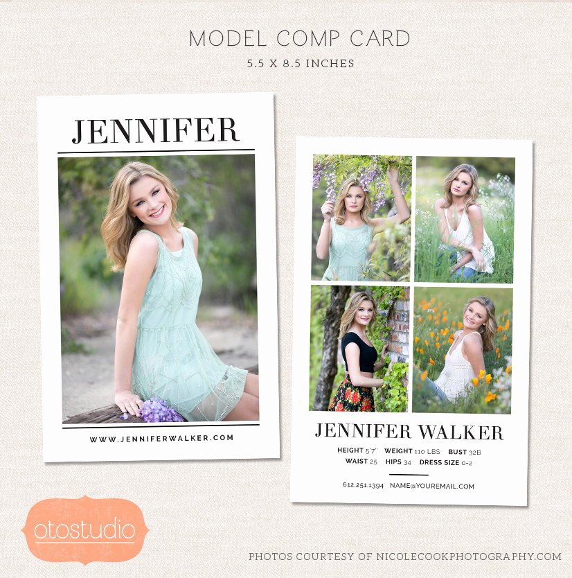 Comp Card Template Photoshop Unique Model P Card Shop Template Simple Chic Cm004