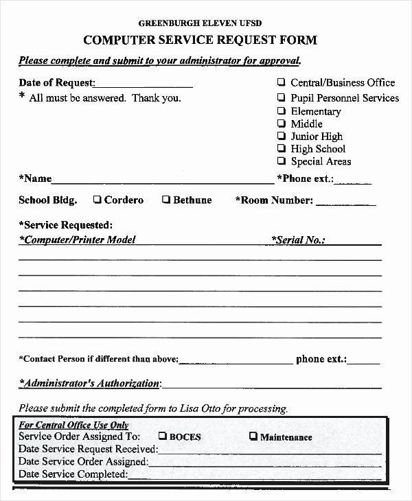 Computer Repair forms Template Elegant Service form Template