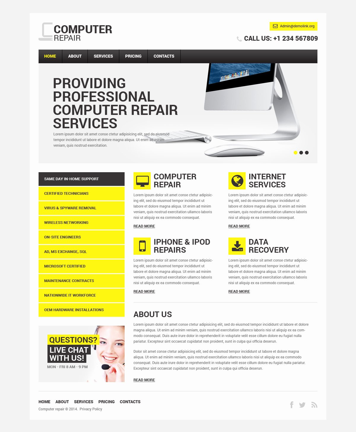 Computer Repair Web Template Fresh Puter Repair Responsive Website Template