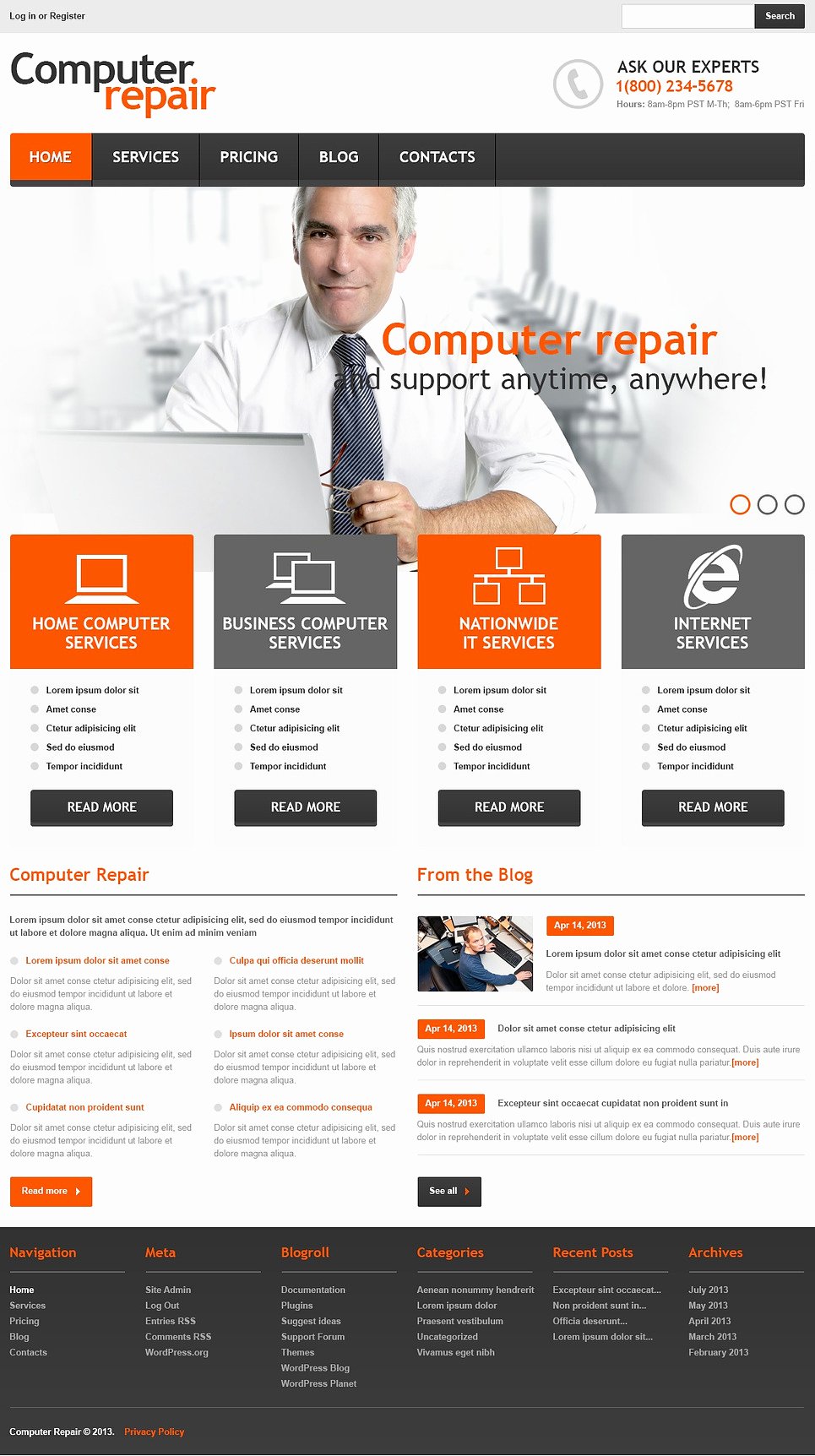Computer Repair Web Template Luxury Ficial Puter Repair Wordpress theme Web Design