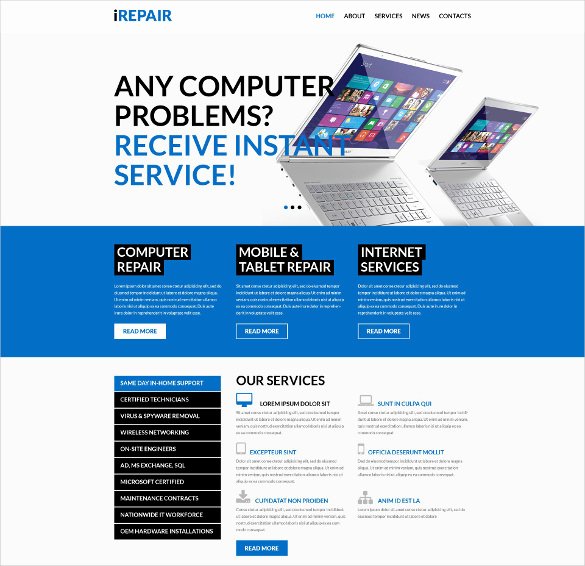 Computer Repairs Website Template New 28 Puter Repair Website themes &amp; Templates