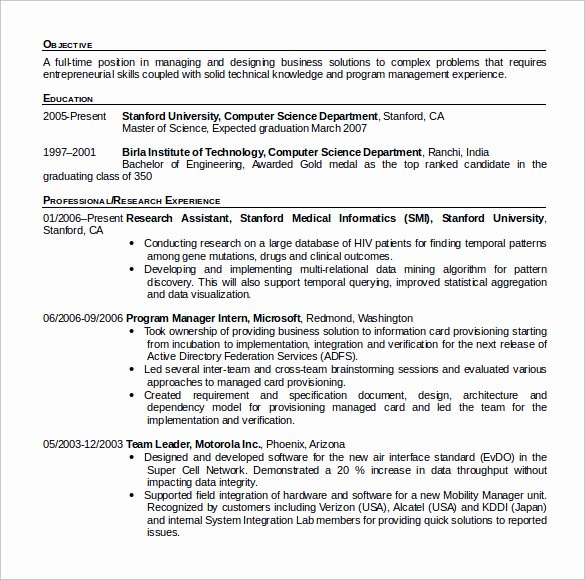 Computer Science Resume Template Fresh 12 Puter Science Resume Templates to Download