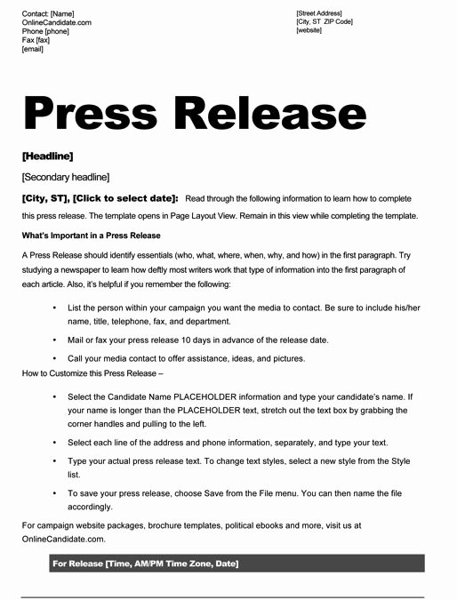 Concert Press Release Template Awesome School Board Campaign Press Release Template Slate Blue
