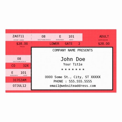 Concert Tickets Template Free New Concert Ticket Business Card Template