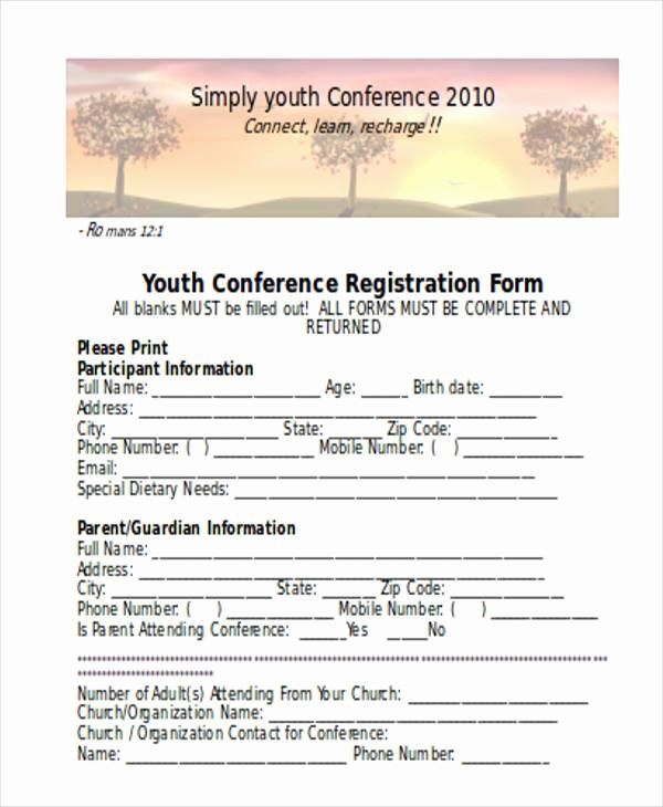 Conference Registration forms Template Lovely Registration form Templates