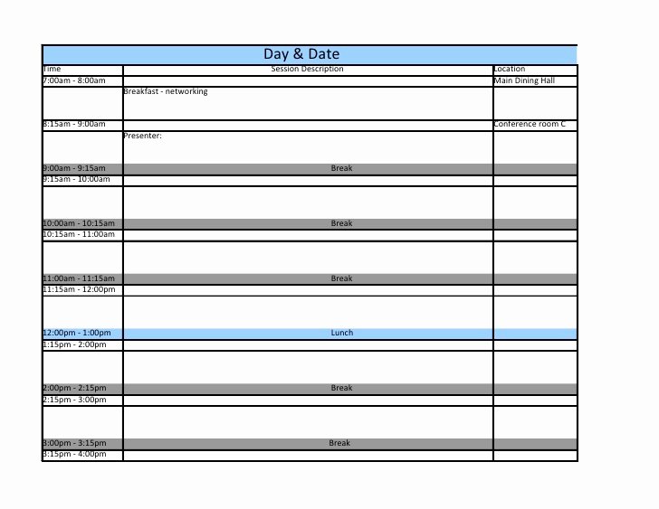 Conference Room Schedule Template Inspirational Conference Schedule Template