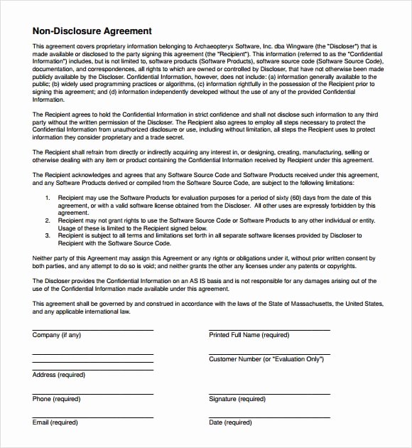Confidentiality Agreement Template Word Fresh 7 Free Non Disclosure Agreement Templates Excel Pdf formats