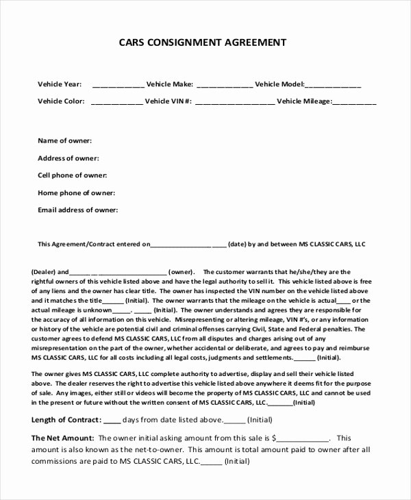 Consignment Agreement Template Free Elegant Sample Consignment Agreement form 8 Free Documents In Pdf
