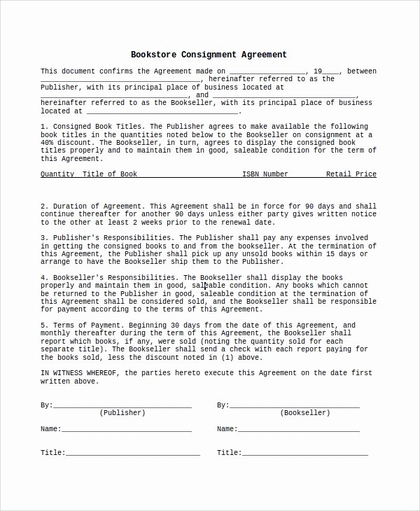 Consignment Agreement Template Free Inspirational 10 Sample Consignment Agreements