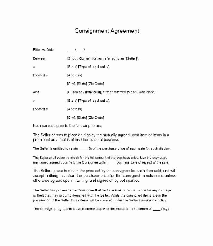 Consignment Agreement Template Free New 40 Best Consignment Agreement Templates &amp; forms