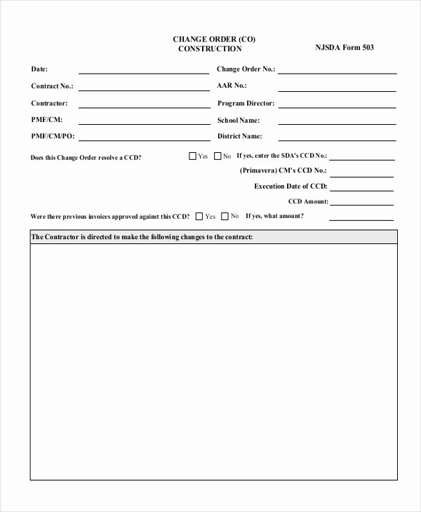 Construction Change order Template Lovely Sample Change order form 9 Free Documents In Doc Pdf