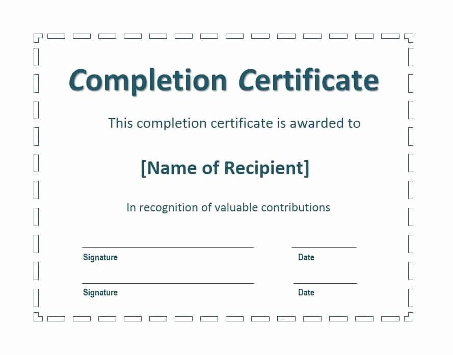 Construction Completion Certificate Template Lovely 40 Fantastic Certificate Of Pletion Templates [word