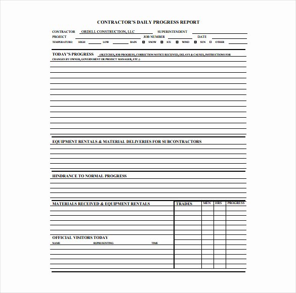 daily construction report template