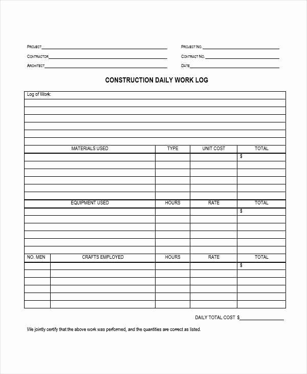 Construction Daily Log Template Best Of Work Log Template Daily Log Templates In Word Daily Log