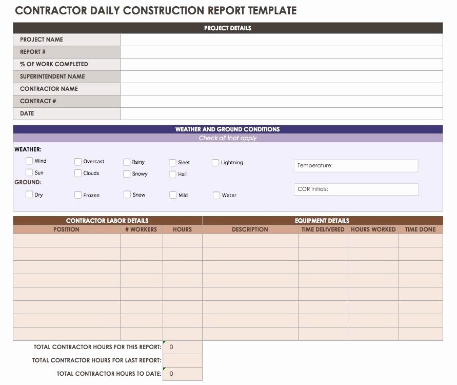 Construction Daily Log Template Lovely Construction Daily Reports Templates or software Smartsheet