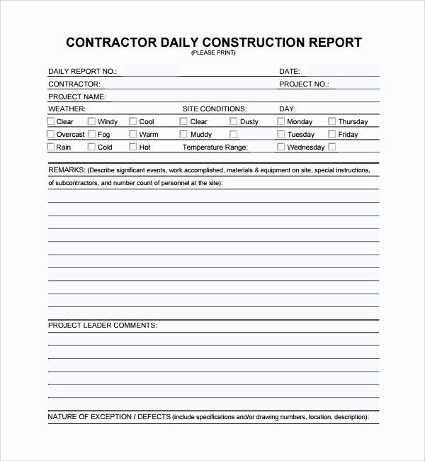 Construction Daily Log Template Luxury 21 Daily Work Report Templates