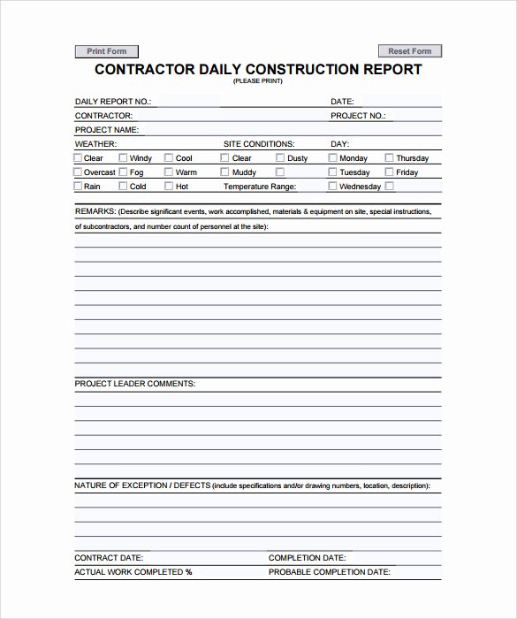 Construction Daily Report Template Elegant 17 Sample Daily Reports