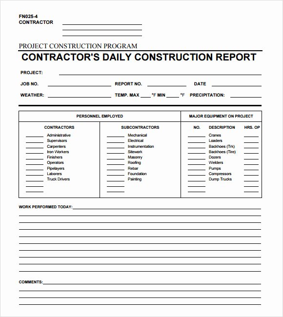 Construction Daily Report Template Elegant 19 Sample Daily Reports