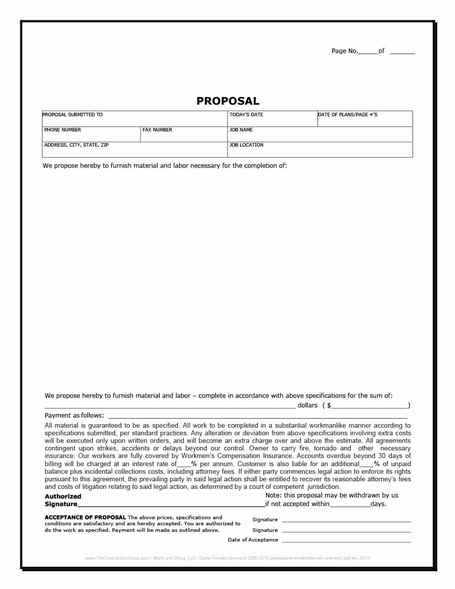 Construction Job Proposal Template New 31 Construction Proposal Template &amp; Construction Bid forms