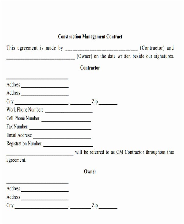 Construction Management Contract Template Best Of 37 Contract Templates In Pdf