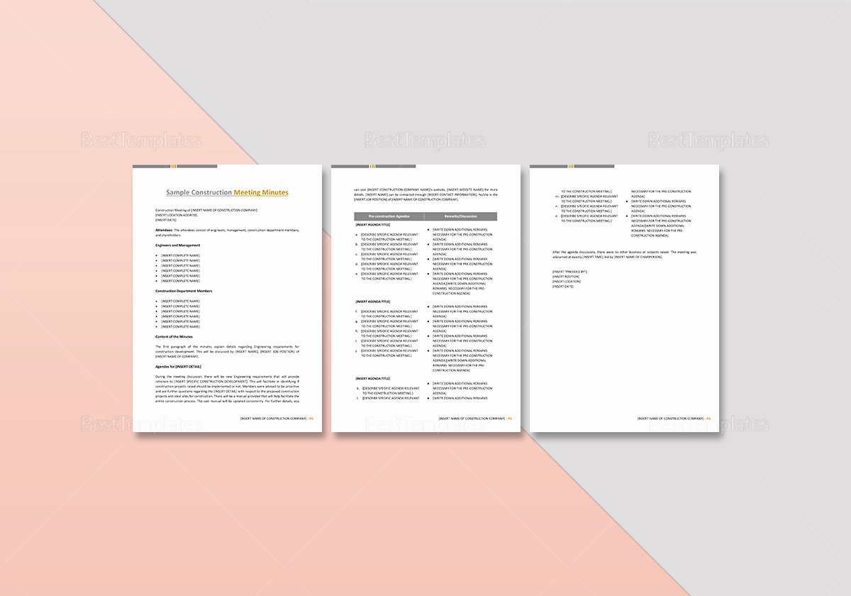 Construction Meeting Minutes Template Awesome Construction Meeting Minutes Template In Word Google Docs