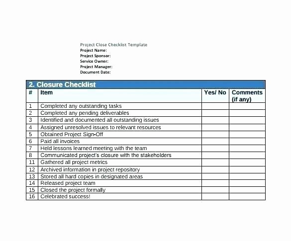 Construction Project Closeout Template Beautiful Project Closeout Checklist Template Project Closeout