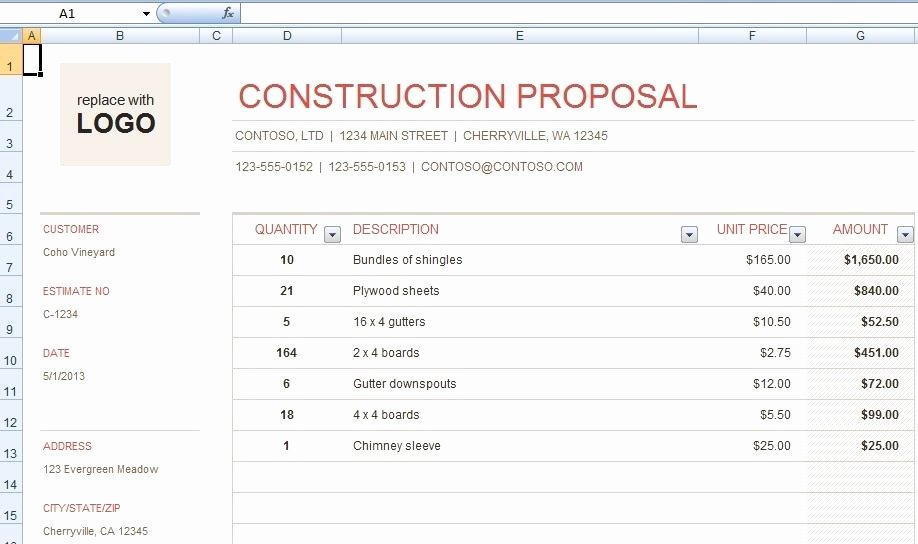 Construction Proposal Template Free Best Of Construction Bid Template